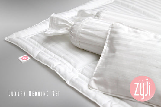 7pc Luxury White Baby Bedding Set (28x52)