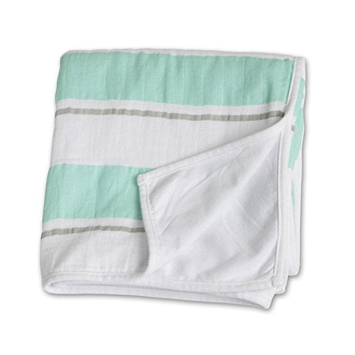 Lulujo Childhood Blanket - Aqua Stripe