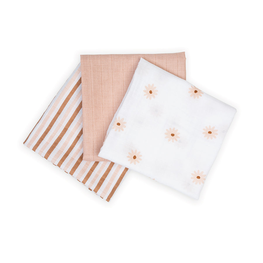 Lulujo Mini Muslin Receiving Blanket (set of 3) - Daisies