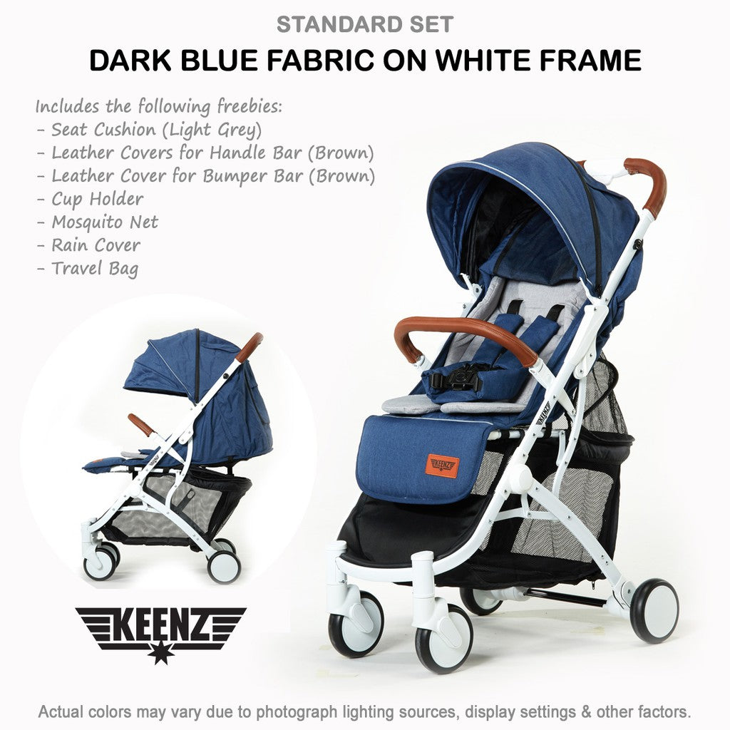 Keenz Air Plus 2.0 Stroller - Blue w/ White Frame