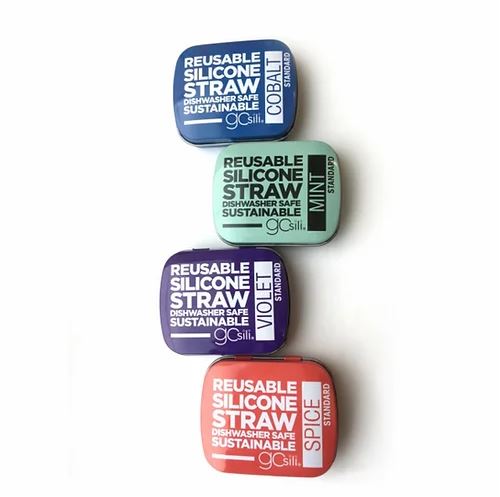 Siliskin Reusable Silicone Straw with Travel Tin Case