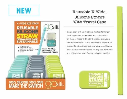 Siliskin Reusable X-Wide Silicone Straw with Travel Tin Case