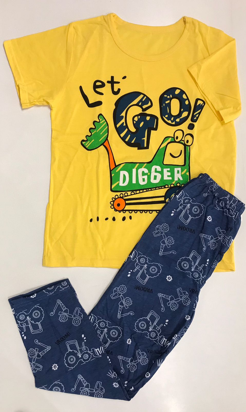 Colorful Patterns Short Sleeve & Pajama Let’s Go Yellow