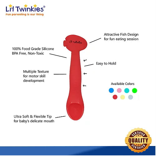 Li'l Twinkies Silicone Weaning Spoon, Red