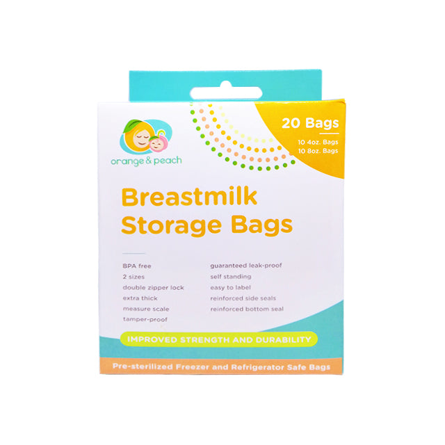 Orange & Peach Breastmilk Storage Bags 20's - 4 oz and 8 oz