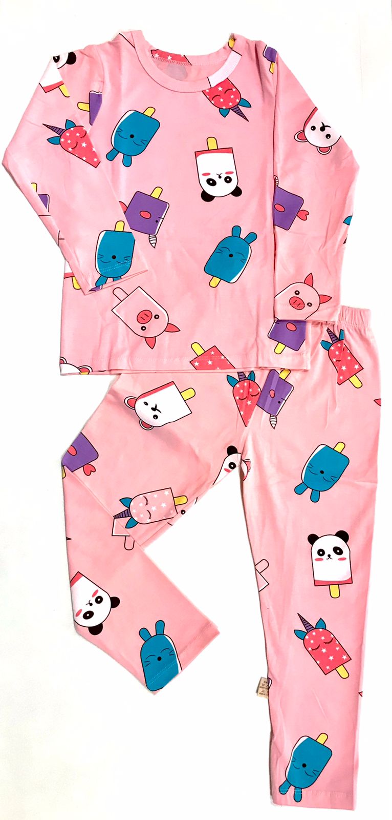 Colorful Patterns Children's Sleepwear Pajama Popsicles Pink