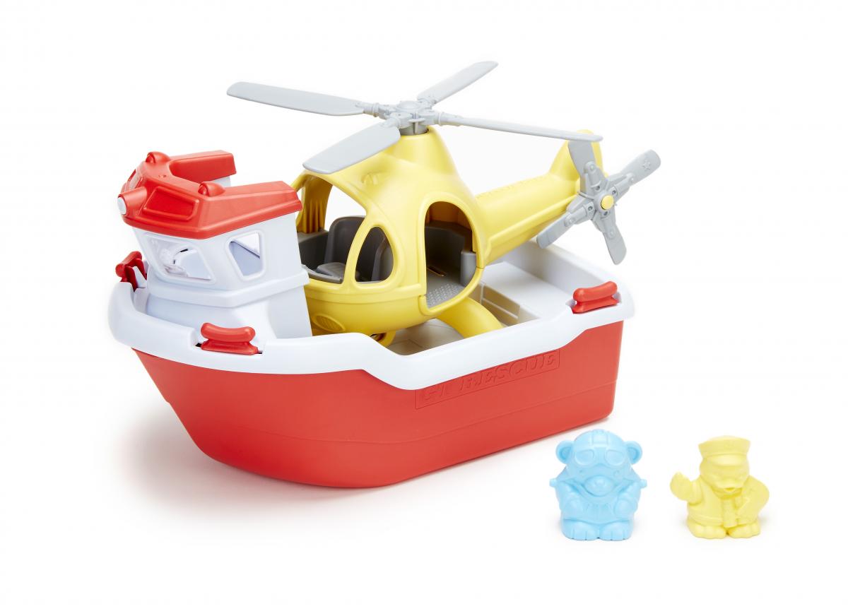 Green Toys Rescue Boat & Helicopter