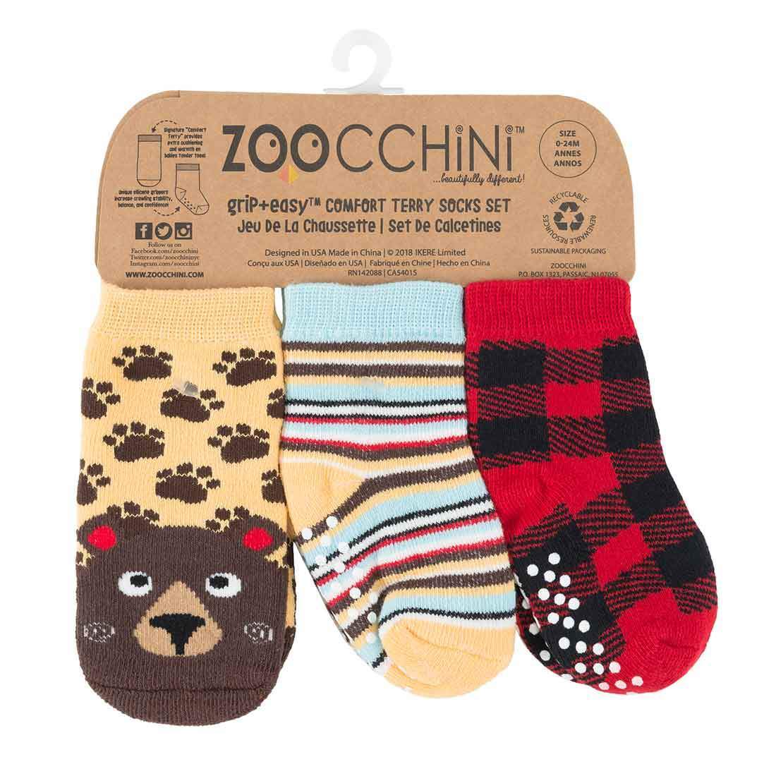 Zoocchini Terry Socks Set - Bosley The Bear
