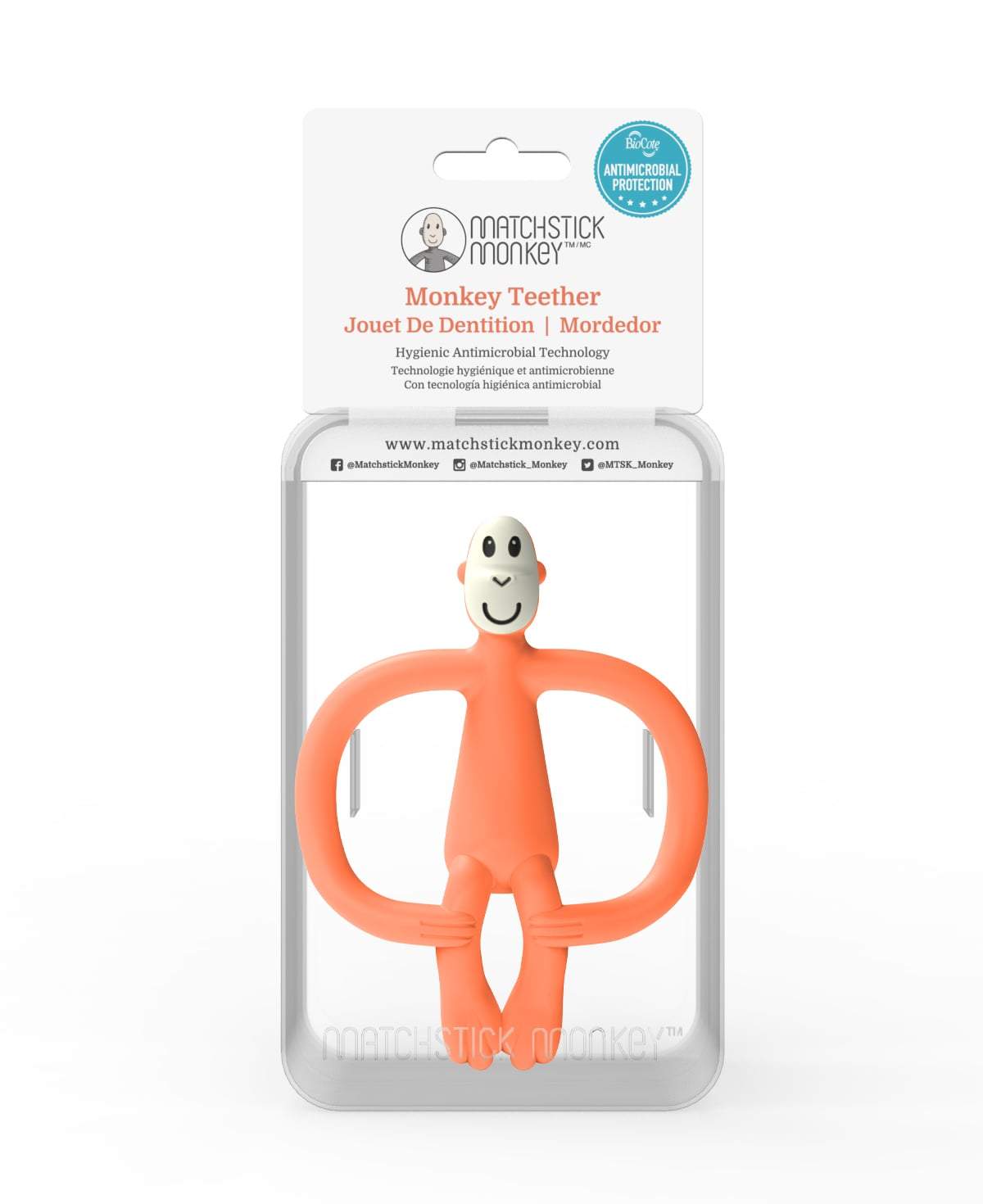 Matchstick Monkey Teething Toy v2 - Orange
