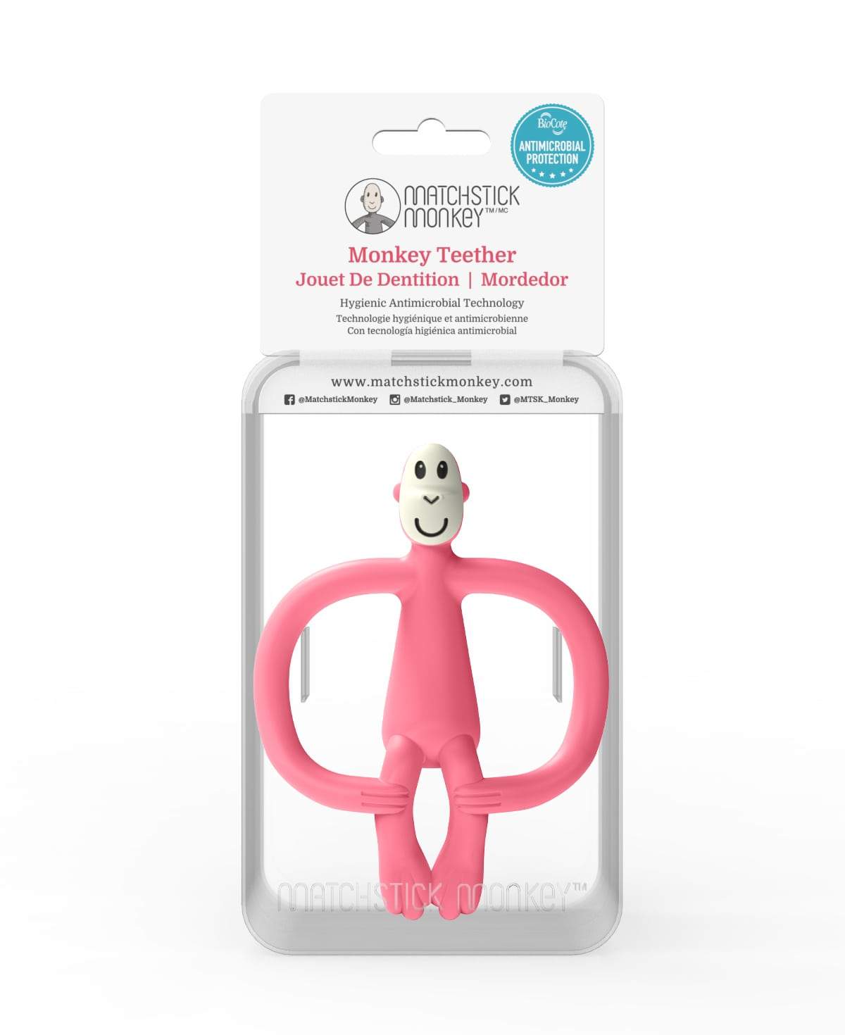 Matchstick Monkey Teething Toy v2 - Pink