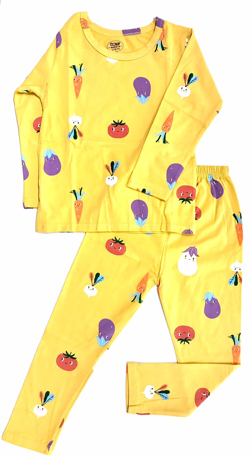Colorful Patterns Children's Sleepwear Pajama Vegetables Yellow